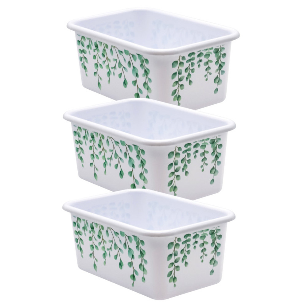 TEACHER CREATED RESOURCES Teacher Created Resources® Eucalyptus Small Plastic Storage Bin, Pack of 3 TEACHER CREATED RESOURCES Teacher Created Resources® Eucalyptus Small Plastic Storage Bin, Pack of 3