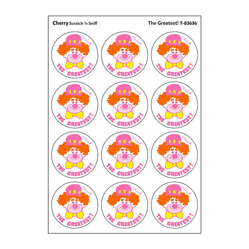 TREND ENTERPRISES INC. TREND The Greatest!/Cherry Scent Retro Scratch 'n Sniff Stinky Stickers®, 24 ct.