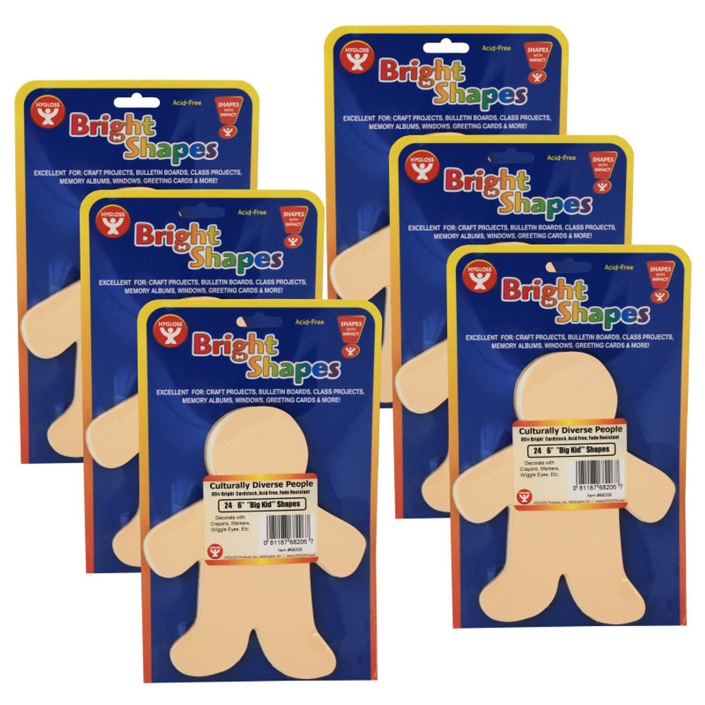 HYGLOSS PRODUCTS INC. Hygloss® Rainbow Brights™ Family Cut-Outs, 6" Big Kid, 24 Per Pack, 6 Packs HYGLOSS PRODUCTS INC. Hygloss® Rainbow Brights™ Family Cut-Outs, 6" Big Kid, 24 Per Pack, 6 Packs