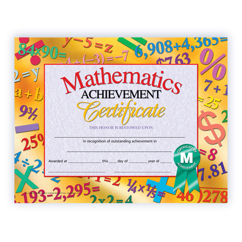 FLIPSIDE Hayes Publishing Math Achievement Certificate, 8.5" x 11", Pack of 30