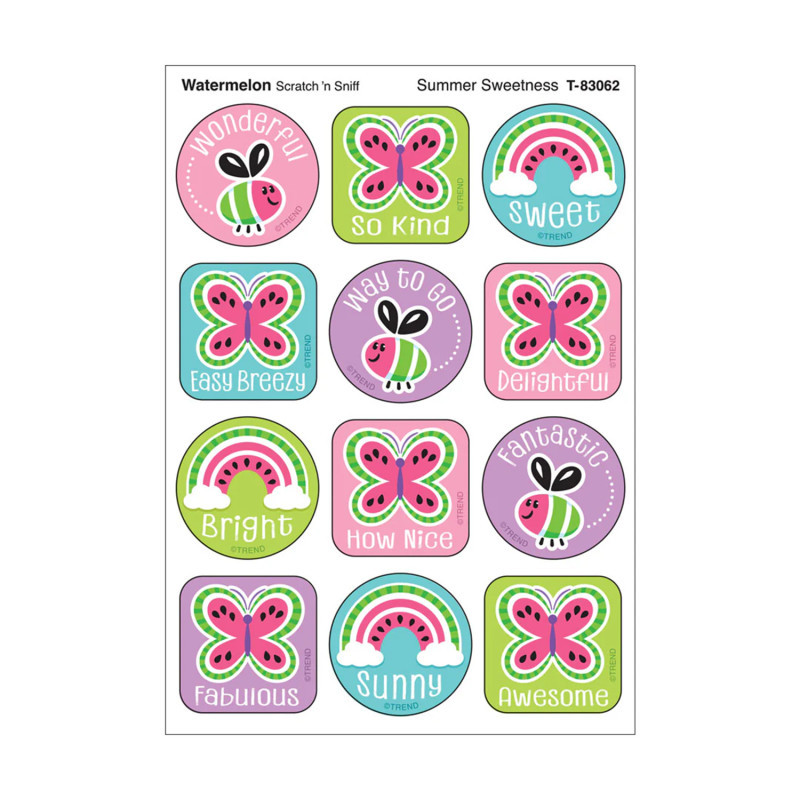 TREND ENTERPRISES INC. TREND Summer Sweetness, Watermelon Scent Scratch 'n Sniff Stinky Stickers®, Pack of 48