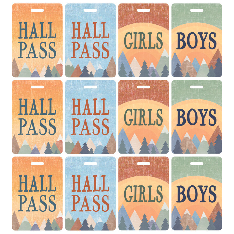 TEACHER CREATED RESOURCES Teacher Created Resources® Moving Mountains Hall Pass with Lanyard, 4 Per Pack, 3 Packs