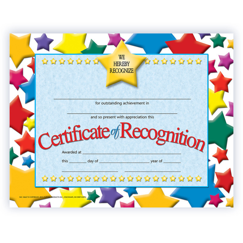FLIPSIDE Hayes Publishing Certificate of Recognition, 8.5" x 11", Pack of 30