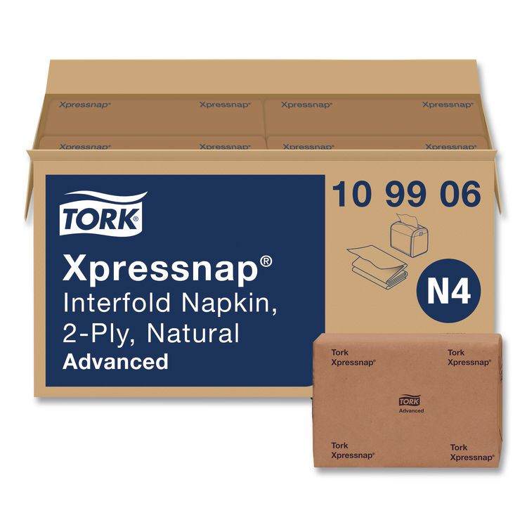 SCA TISSUE Tork® 109906 Xpressnap Interfold Dispenser Napkins, 2-Ply, 6.5 x 8.5, Natural, 500/Pack, 12 Packs/Carton