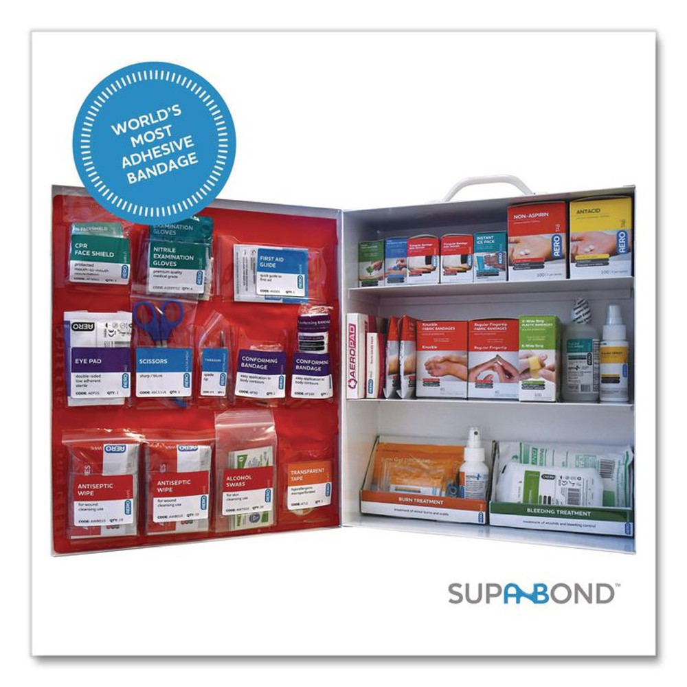 AERO HEALTHCARE SUREFILL™ SF100AMT 100 Series Class A 3-Shelf First Aid Cabinet - Meds 100 Person, 576 Pieces, Metal Case