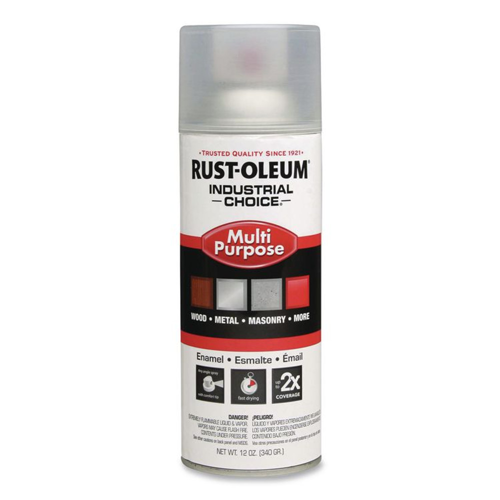 RUST-OLEUM CORPORATION 1610830 Industrial Choice 1600 System Multi-Purpose Enamel Spray Paint, Gloss Crystal Clear, 12 oz Aerosol Can, 6/Carton