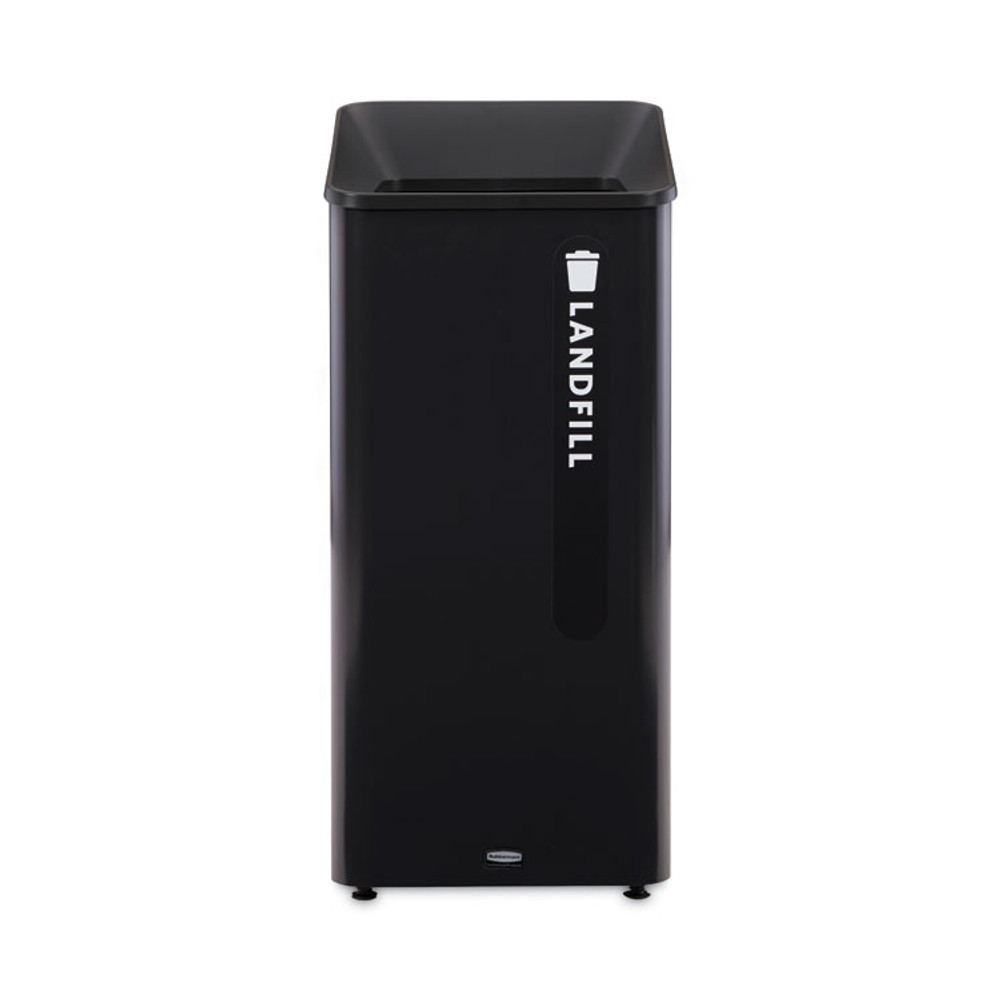 RUBBERMAID COMMERCIAL PROD. 2078988 Sustain Decorative Refuse with Recycling Lid, 23 gal, Metal/Plastic, Black