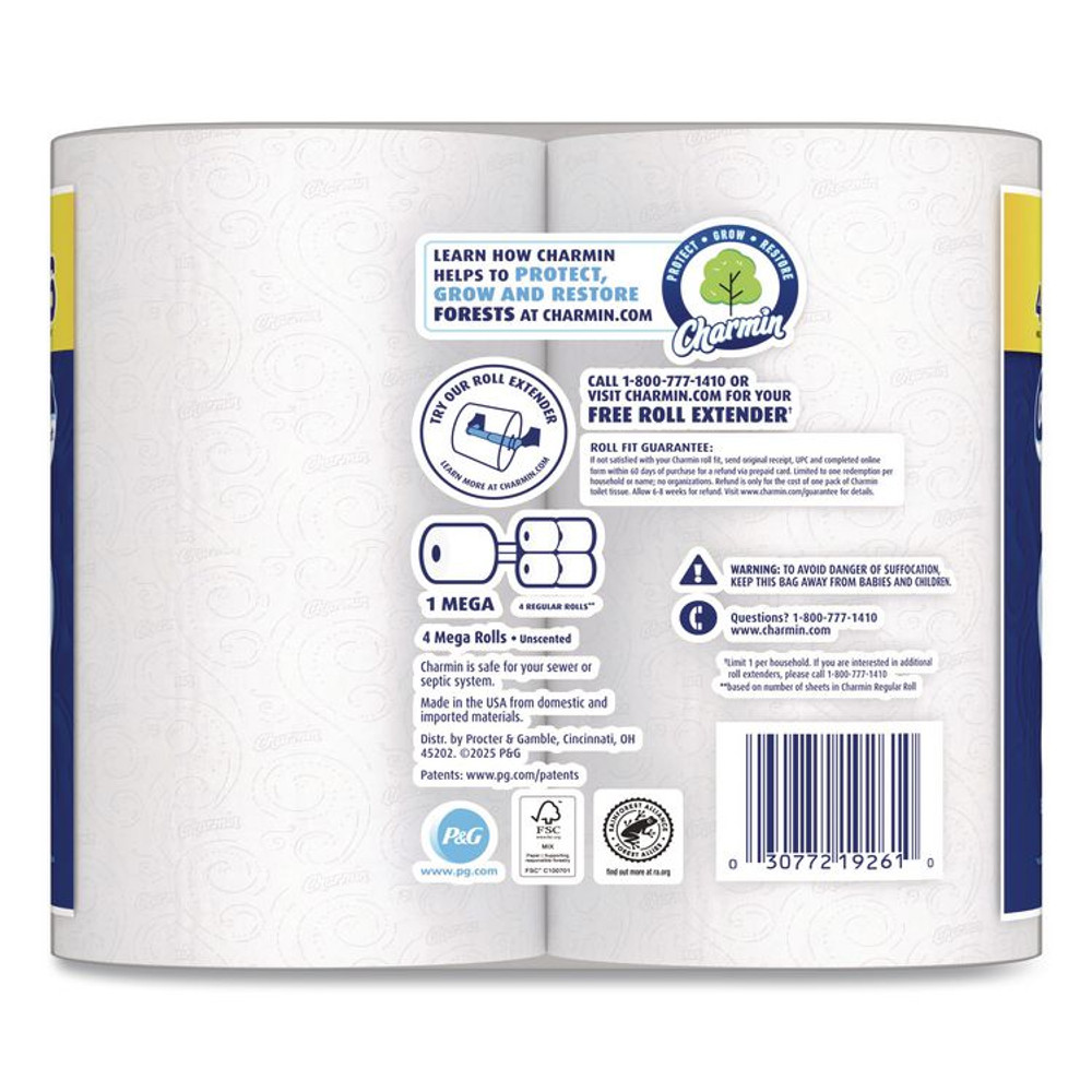 PROCTER & GAMBLE Charmin® 19261PK Ultra Soft Bathroom Tissue, Septic Safe, 2-Ply, White, 208 Sheets/Roll, 4 Rolls/Pack