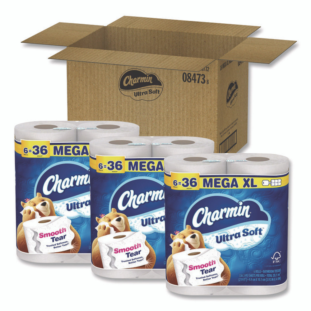PROCTER & GAMBLE Charmin® 19369 Ultra Soft Bathroom Tissue, Septic Safe, 2-Ply, White, 336 Sheets/Roll, 18 Rolls/Carton