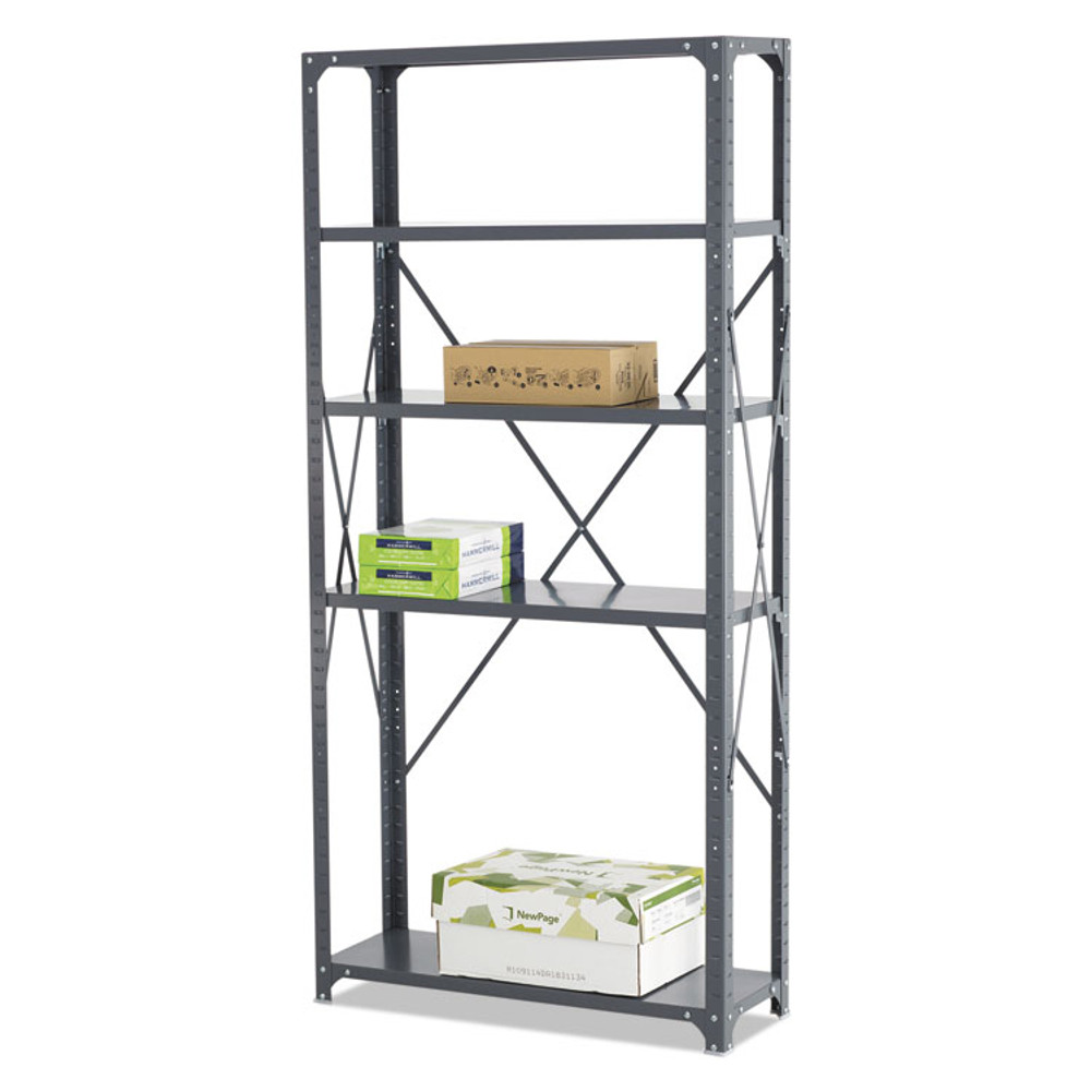 SAFCO PRODUCTS 6265 Commercial Steel Shelving Unit, Five-Shelf, 36w x 12d x 75h, Dark Gray