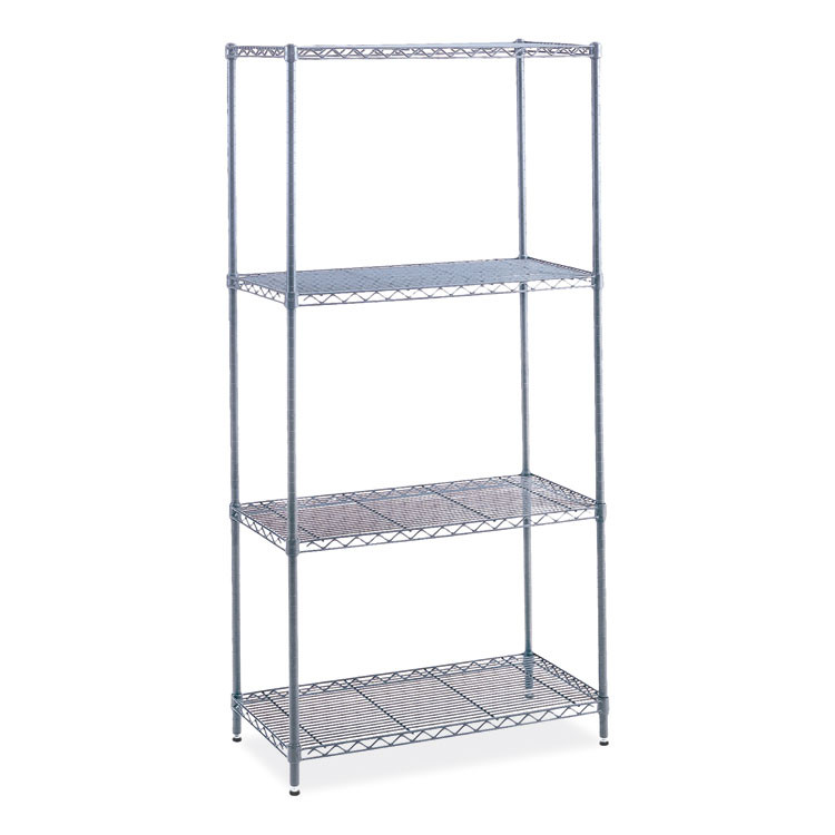SAFCO PRODUCTS 5288GR Industrial Wire Shelving, Four-Shelf, 36w x 24d x 72h, Metallic Gray