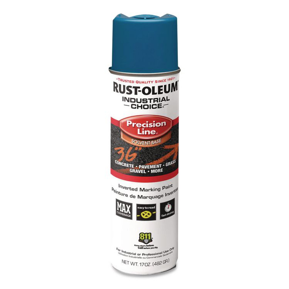 RUST-OLEUM CORPORATION 203022V Industrial Choice M1600 System Solvent-Based Precision Line Marking Paint, Flat Blue, 17 oz Aerosol Can, 12/Carton