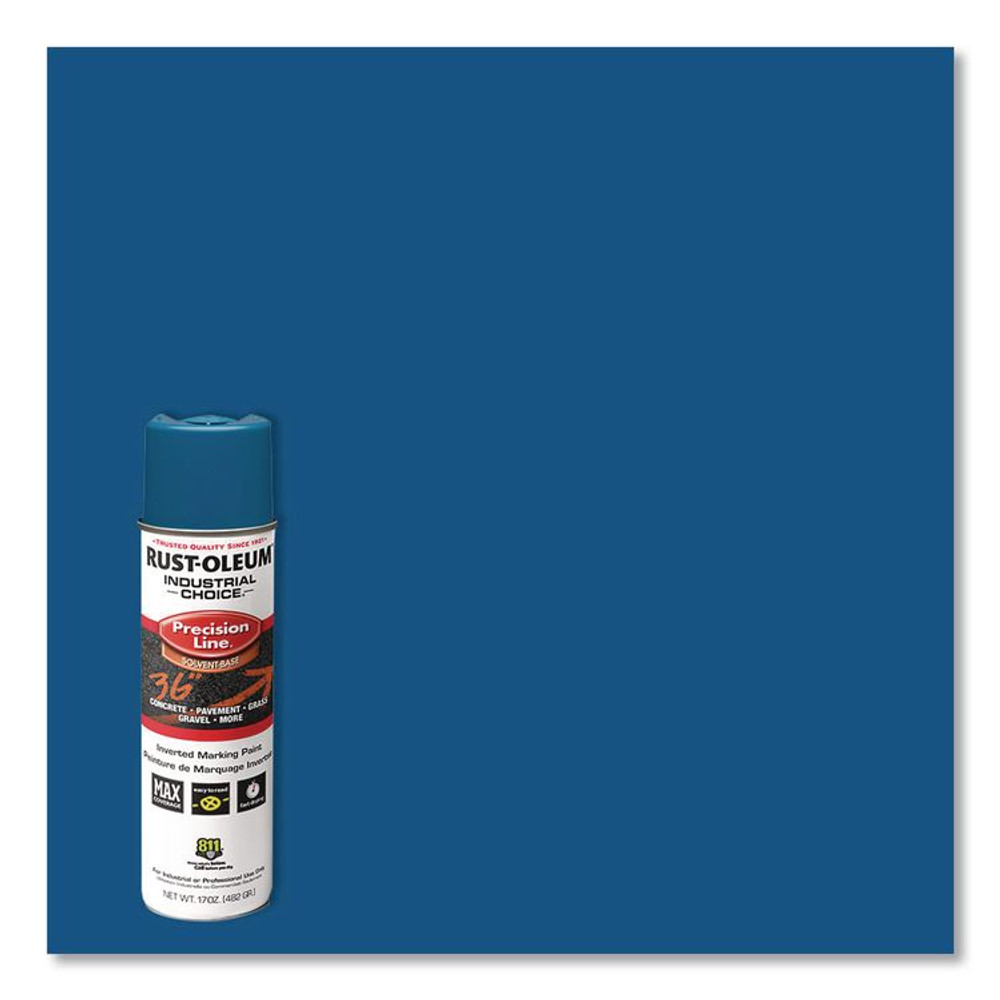 RUST-OLEUM CORPORATION 203022V Industrial Choice M1600 System Solvent-Based Precision Line Marking Paint, Flat Blue, 17 oz Aerosol Can, 12/Carton