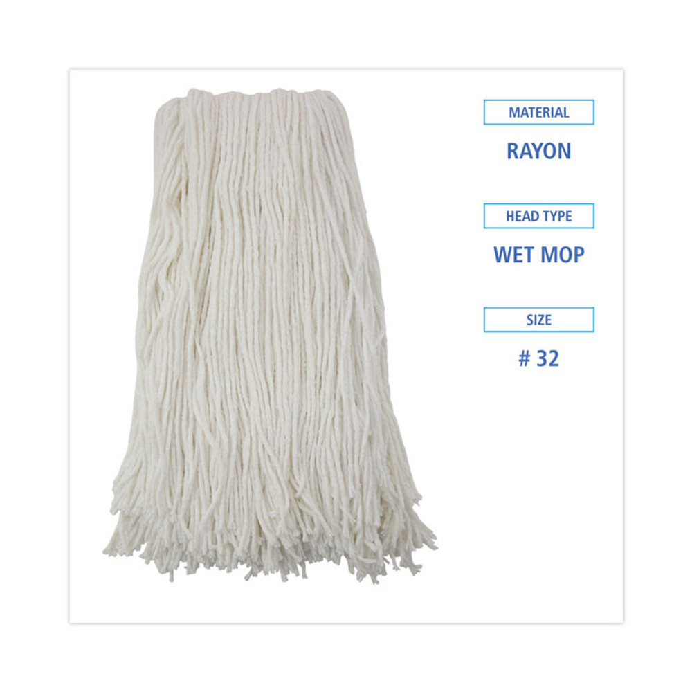 BOARDWALK 2032R Cut-End Wet Mop Head, Rayon, #32, White