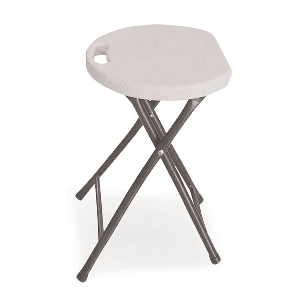 ICEBERG ENTERPRISES 64573 Rough n Ready Folding Stool, Backless, Supports Up to 300 lb, 26" Seat Height, White Seat, Charcoal Base, 4/Carton