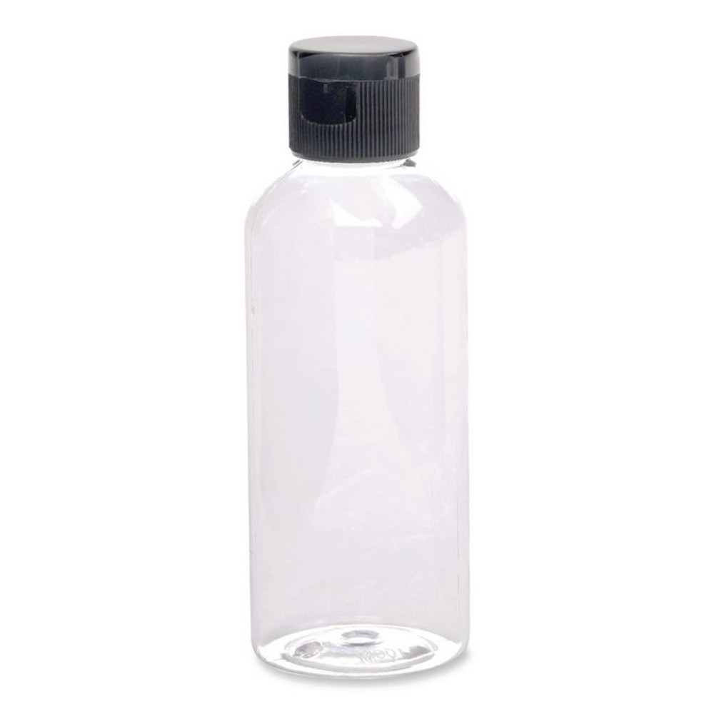EXCELLO GLOBAL PRODUCTS SPLSTRVL0007 Flip-Top Travel Toiletry Bottle, Clear with Black Cap