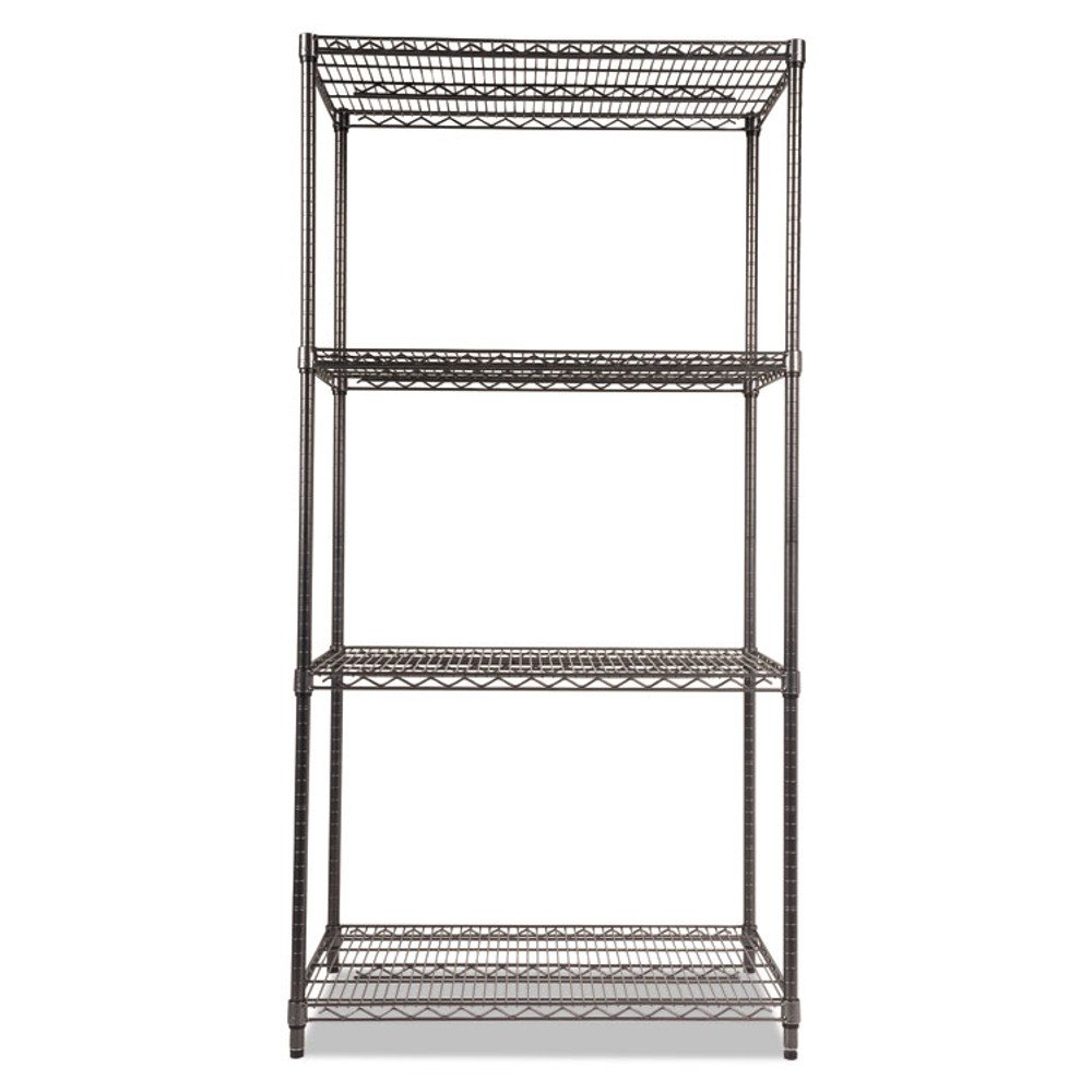 ALERA SW50-3624BA Wire Shelving Starter Kit, Four-Shelf, 36w x 24d x 72h, Black Anthracite