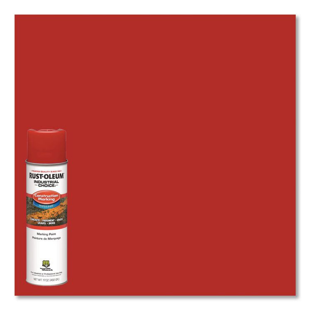 RUST-OLEUM CORPORATION 264696 Industrial Choice M1400 System Water-Based Construction Marking Paint, Gloss Safety Red, 17 oz Aerosol Can, 12/Carton