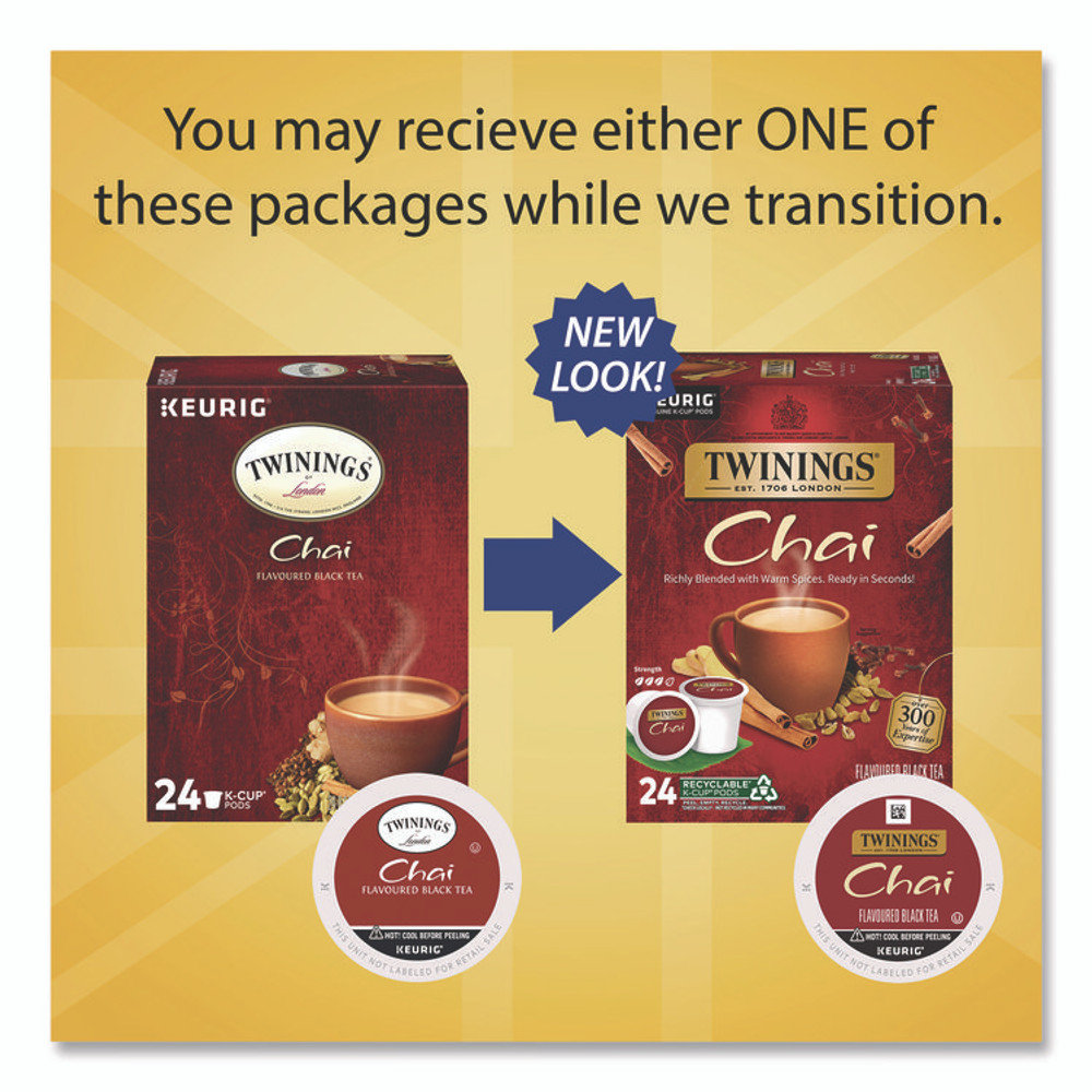 TWININGS NORTH AMERICA INC TNA09954 Tea K-Cups, Chai, 0.12 oz, 24/Box