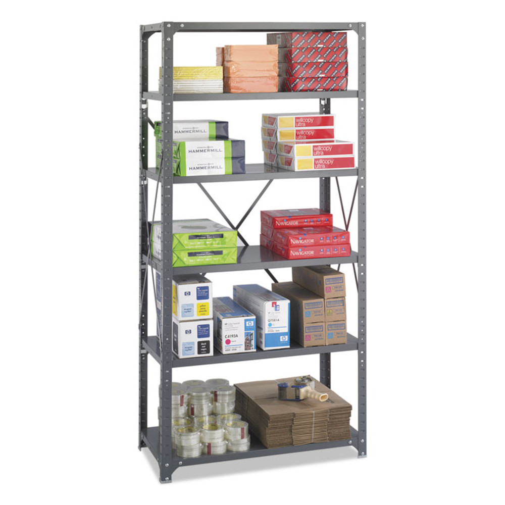 SAFCO PRODUCTS 6269 Commercial Steel Shelving Unit, Six-Shelf, 36w x 18d x 75h, Dark Gray