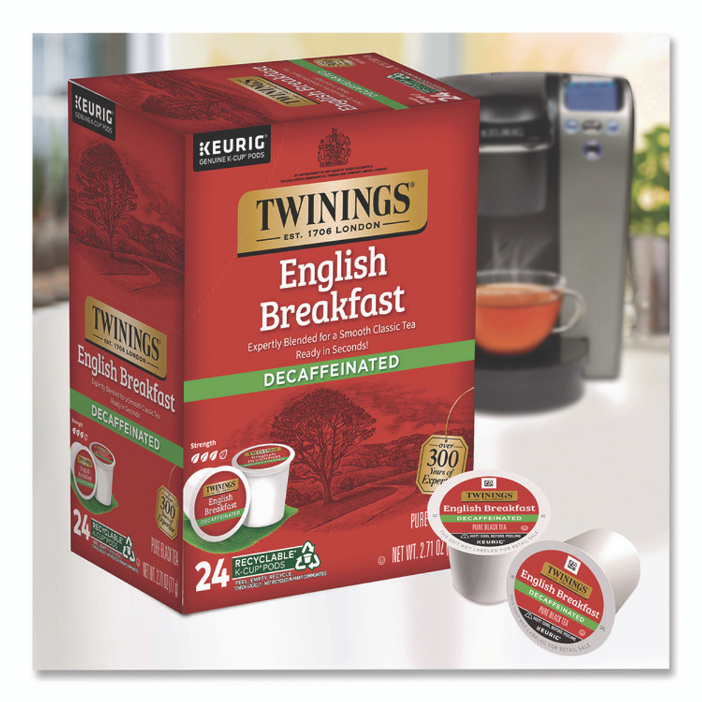 TWININGS NORTH AMERICA INC TNA85784 Tea K-Cups, English Breakfast Decaf, 0.11 oz, 24/Box