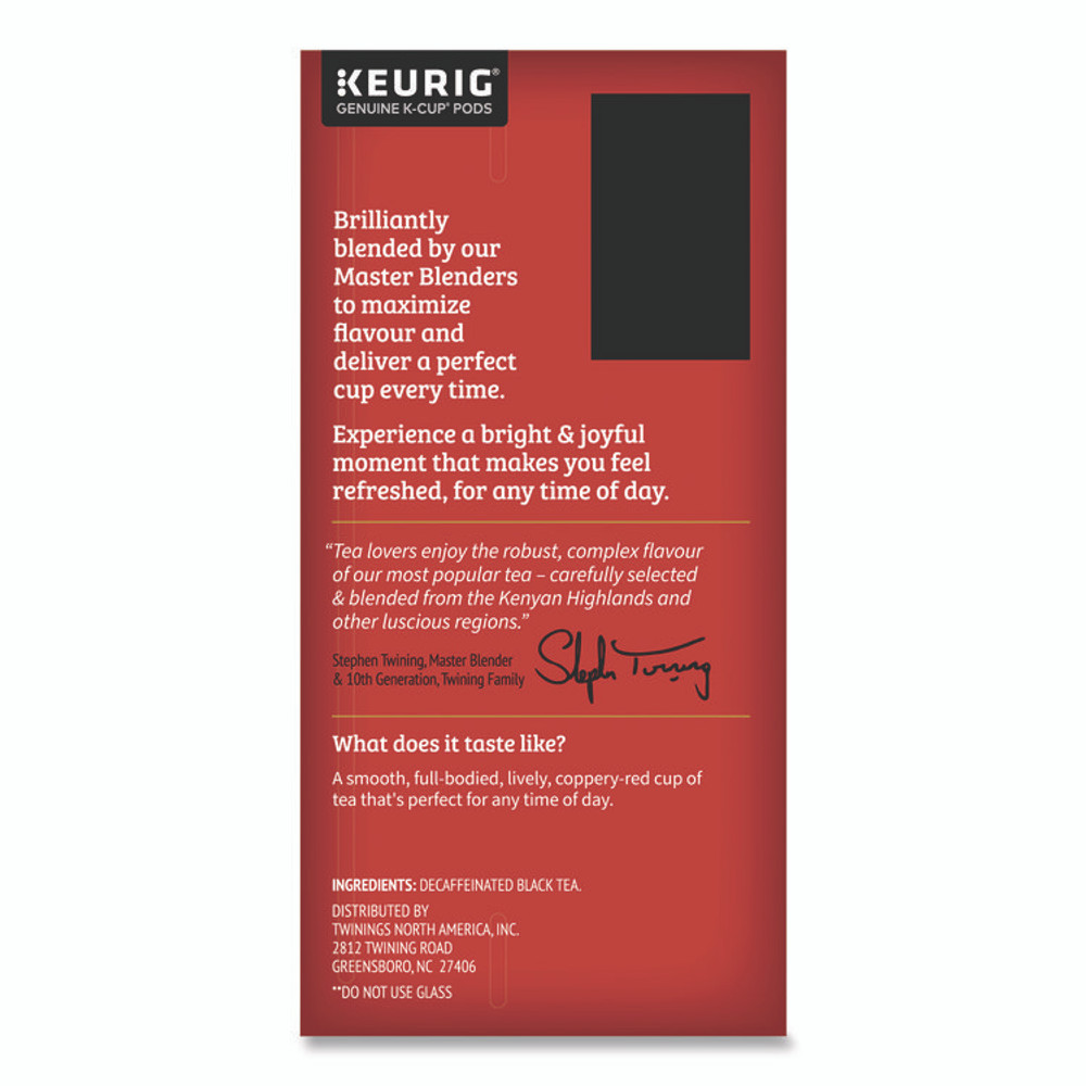 TWININGS NORTH AMERICA INC TNA85784 Tea K-Cups, English Breakfast Decaf, 0.11 oz, 24/Box