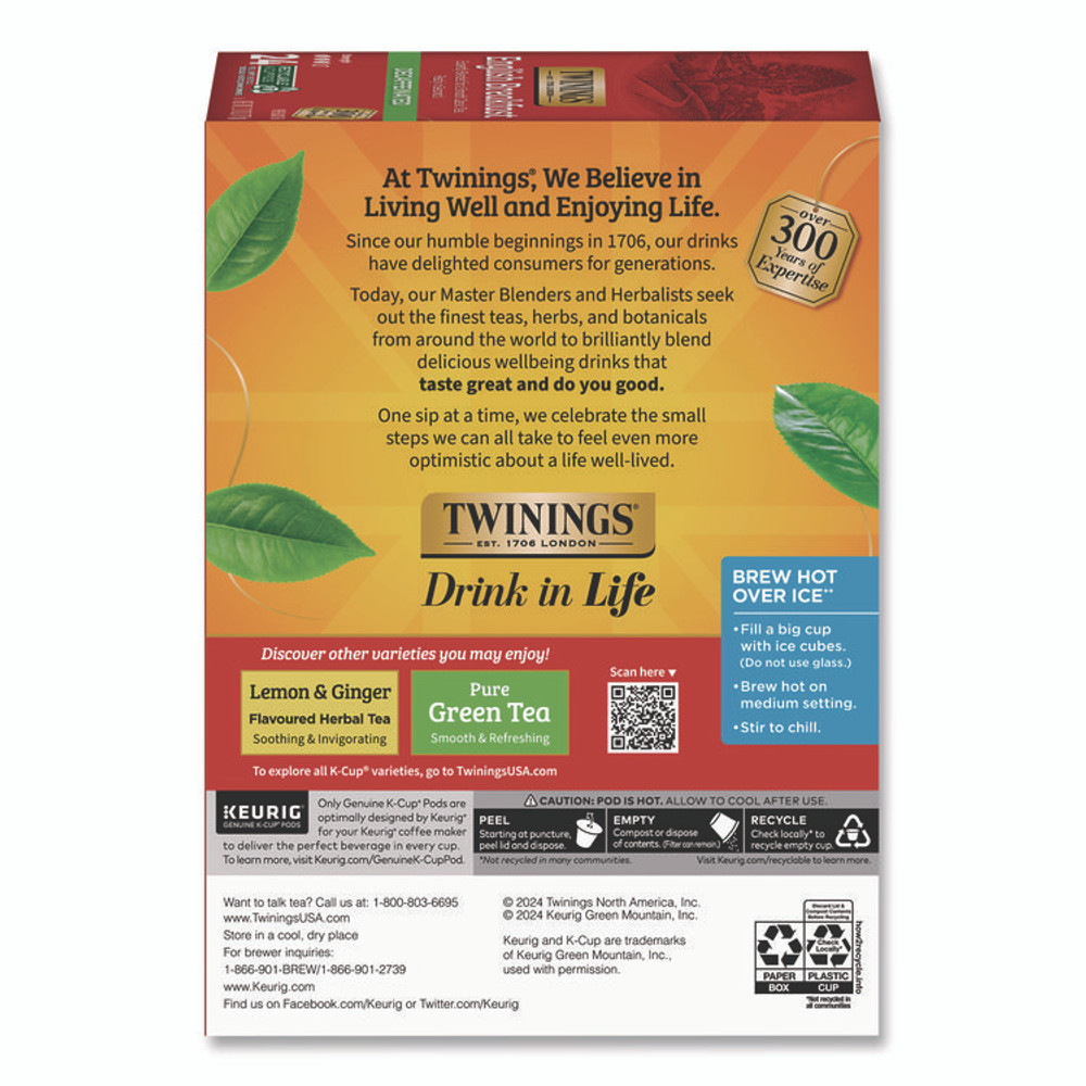 TWININGS NORTH AMERICA INC TNA85784 Tea K-Cups, English Breakfast Decaf, 0.11 oz, 24/Box