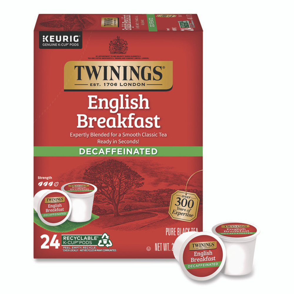 TWININGS NORTH AMERICA INC TNA85784 Tea K-Cups, English Breakfast Decaf, 0.11 oz, 24/Box