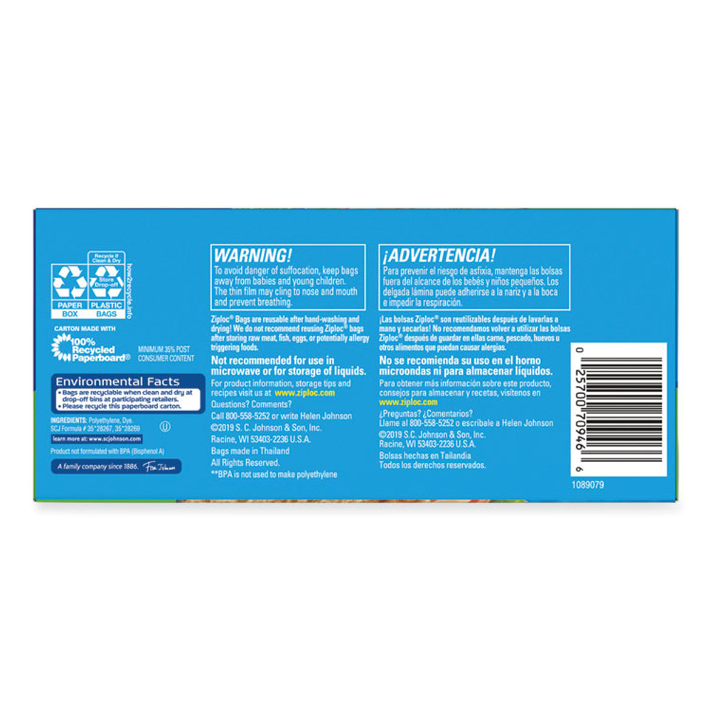 SC JOHNSON Ziploc® 383217 Sandwich Seal Top Bags, 6.5" x 5.88", Clear, 270/Box