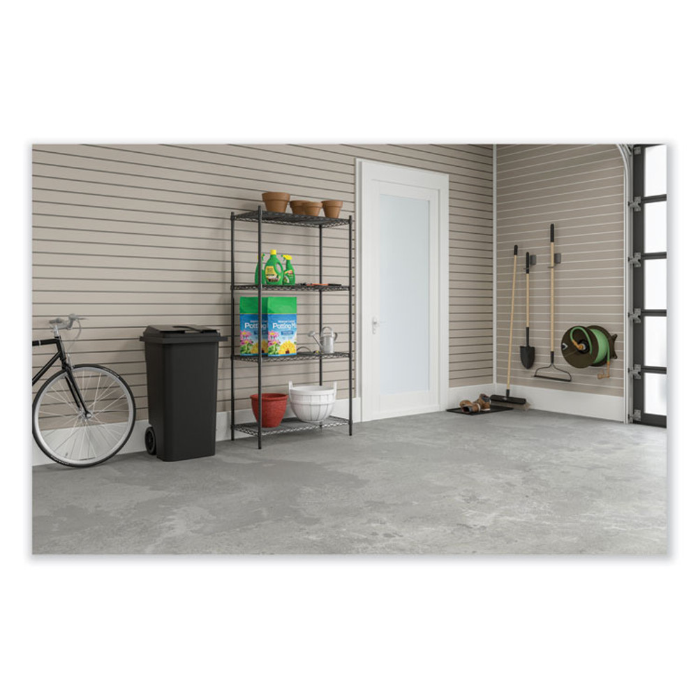 SAFCO PRODUCTS 5288BL Industrial Wire Shelving, Four-Shelf, 36w x 24d x 72h, Black