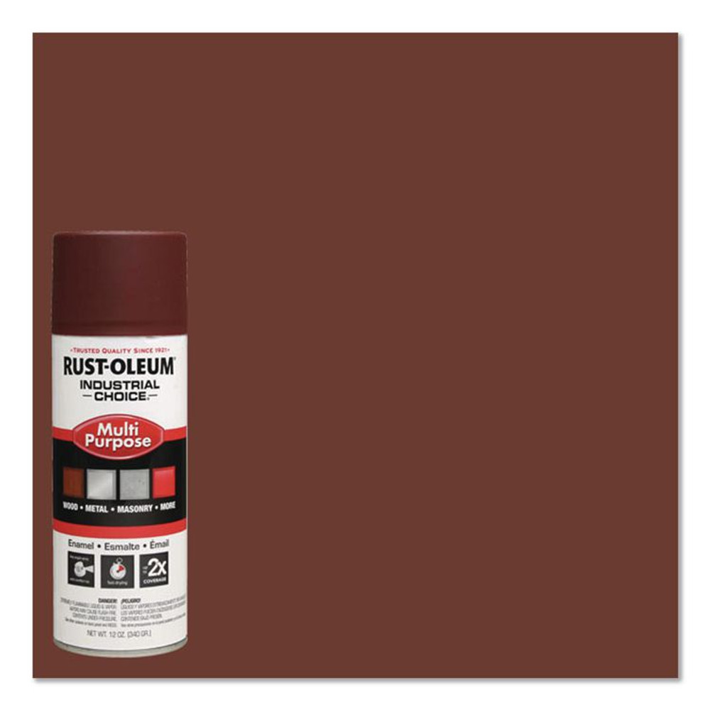RUST-OLEUM CORPORATION 1667830 Industrial Choice 1600 System Multi-Purpose Enamel Spray Paint, Flat Red, 12 oz Aerosol Can, 6/Carton