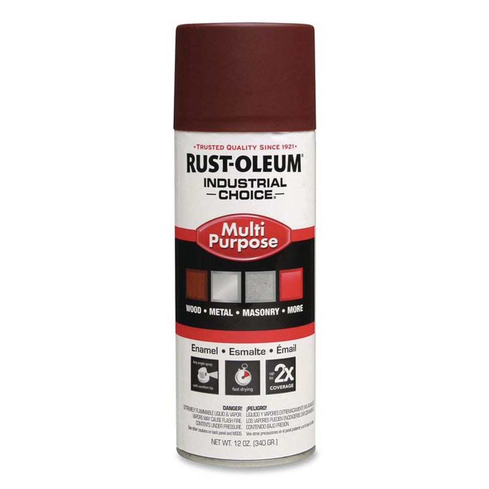 RUST-OLEUM CORPORATION 1667830 Industrial Choice 1600 System Multi-Purpose Enamel Spray Paint, Flat Red, 12 oz Aerosol Can, 6/Carton