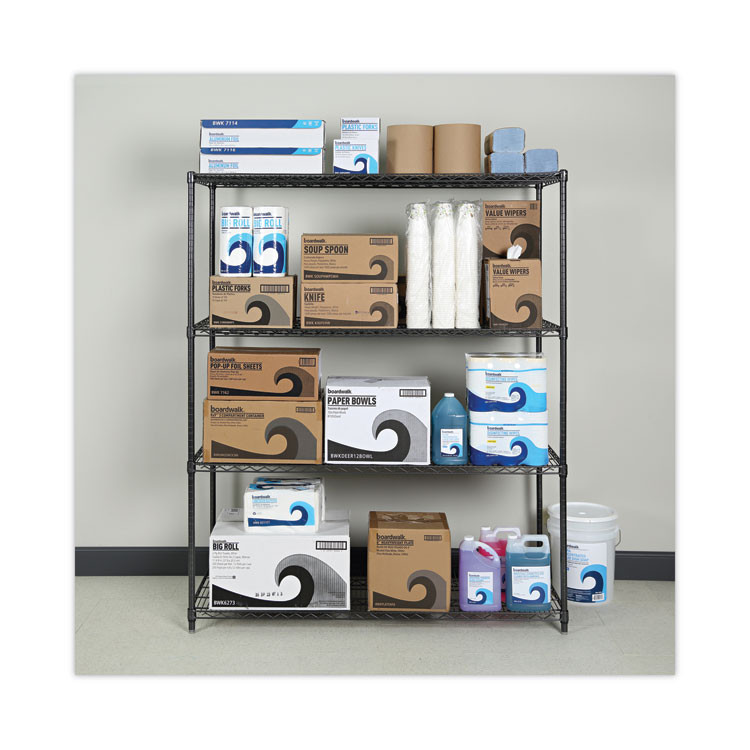 ALERA SW206024BA All-Purpose Wire Shelving Starter Kit, Four-Shelf, 60w x 24d x 72h, Black Anthracite Plus