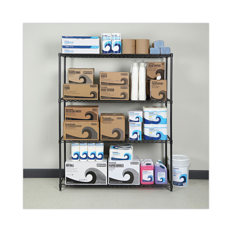 ALERA SW206018BA All-Purpose Wire Shelving Starter Kit, Four-Shelf, 60w x 18d x 72h, Black Anthracite Plus