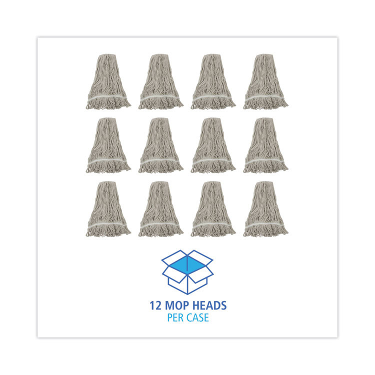 BOARDWALK 4032C Mop Head, Loop Web/Tailband, Value Standard, Cotton, #32, White, 12/Carton