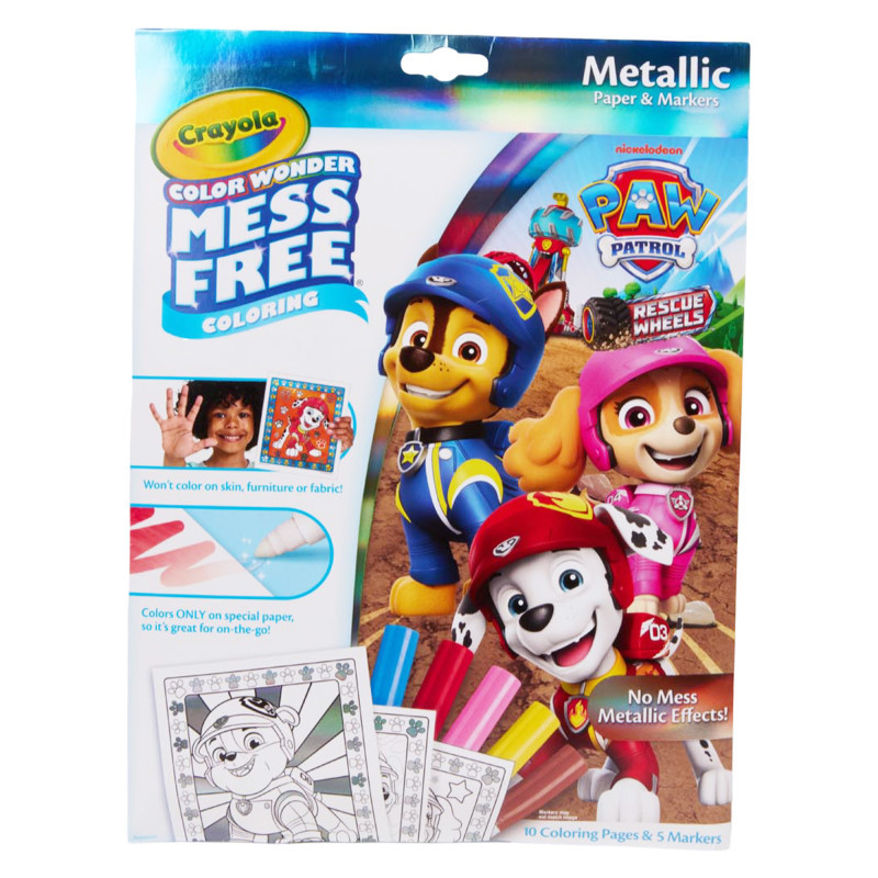 CRAYOLA LLC Crayola® Color Wonder Metallic Coloring Pages & Markers, Paw Patrol