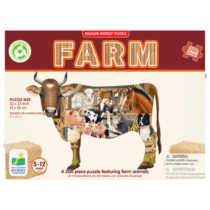 UNIVERSITY GAMES The Learning Journey International Wildlife World - Farm Puzzle, 200 Pieces
