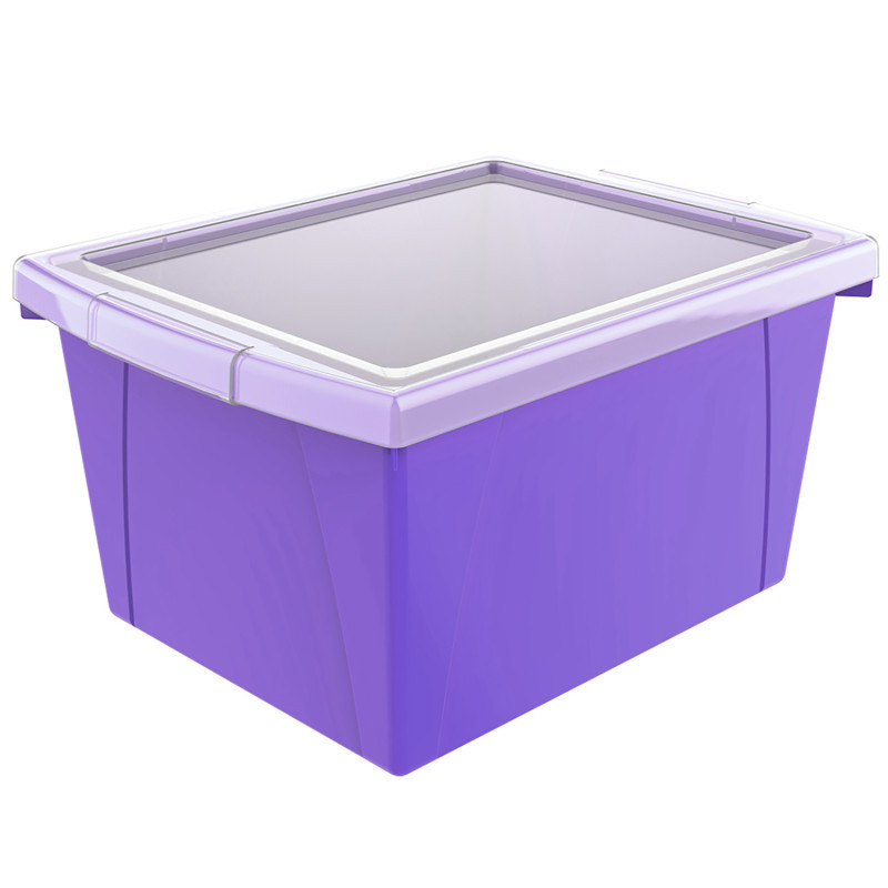 STOREX INDUSTRIES Storex 4 Gallon Storage Bin with Lid, Purple