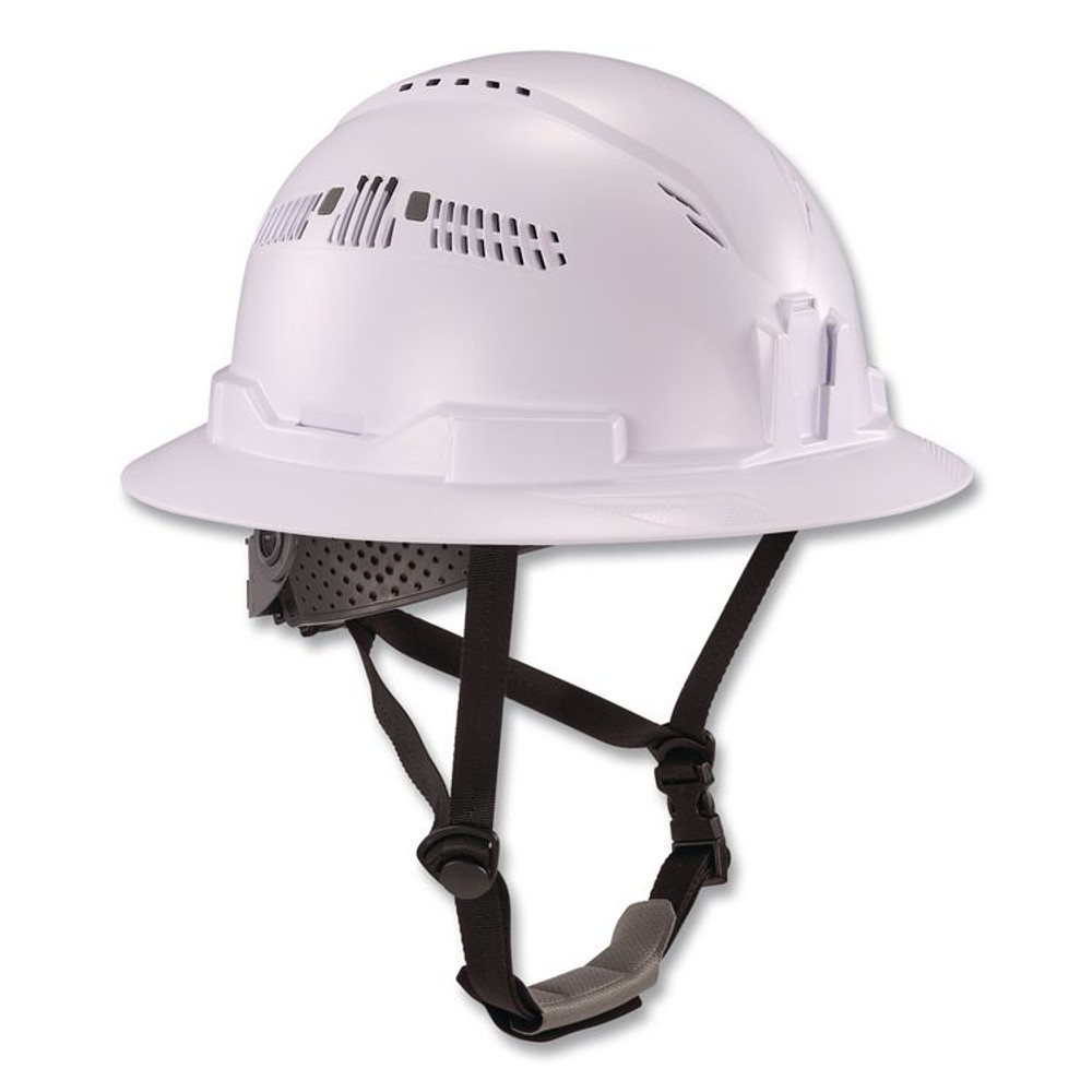 TENACIOUS HOLDINGS, INC. ergodyne® 60560 Skullerz 8964 Full Brim Class C Safety Helmet, 6-Point Ratchet Suspension, White