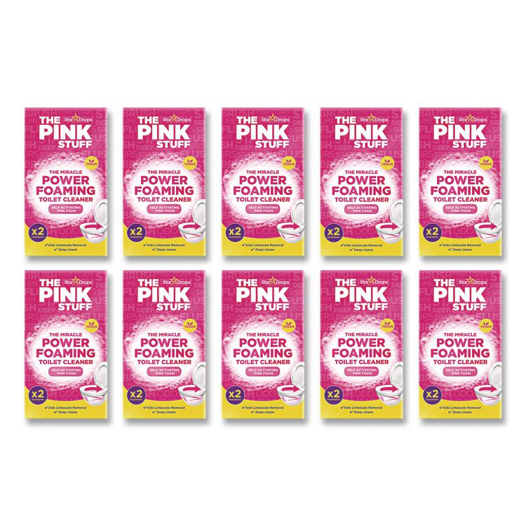 STAR BRANDS LIMITED The Pink Stuff 824996CT Miracle Power Foaming Toilet Cleaner, Fruity Scent, 3.5 oz Packet, 2 Packets/Box, 10 Boxes/Carton
