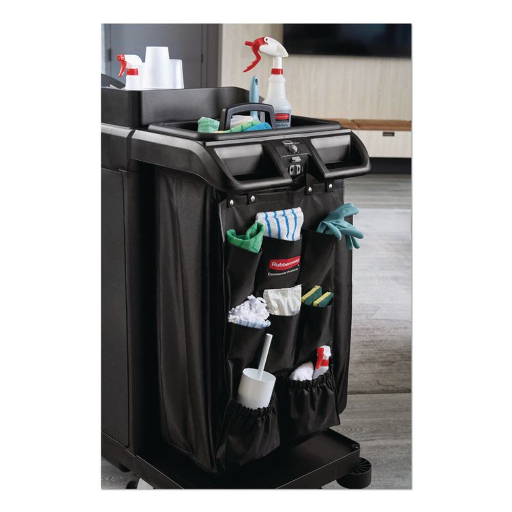 RUBBERMAID COMMERCIAL PROD. 2202582 Fabric 9-Pocket Cart Organizer, 19.8 x 1.5 x 27.5, Black, 6/Carton