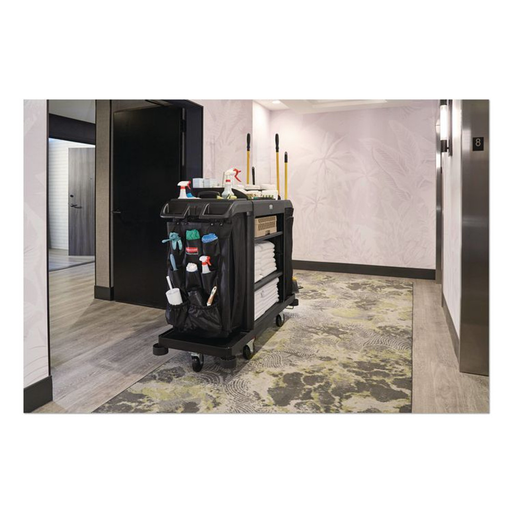 RUBBERMAID COMMERCIAL PROD. 2202582 Fabric 9-Pocket Cart Organizer, 19.8 x 1.5 x 27.5, Black, 6/Carton