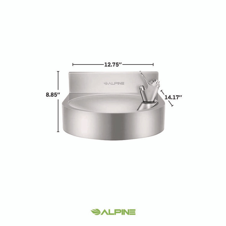ALPINE INDUSTRIES ALP70001 Wall-Mounted Indoor/Outdoor Water Fountain, Single-Level, Non-Filtered, Non-Refrigerated, Silver