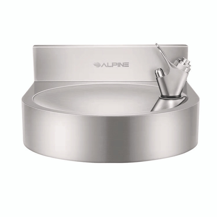 ALPINE INDUSTRIES ALP70001 Wall-Mounted Indoor/Outdoor Water Fountain, Single-Level, Non-Filtered, Non-Refrigerated, Silver