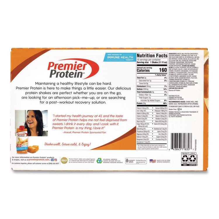 POST HOLDINGS Premier Protein® 22002616 Caramel Shake, 11 oz Bottle, 15/Carton