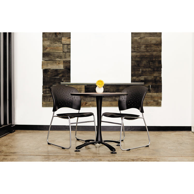 SAFCO PRODUCTS 6804BL Reve Guest Chair with Sled Base, 19.75" x 23.5" x 33.5", Black Seat, Black Back, Silver Base, 2/Carton