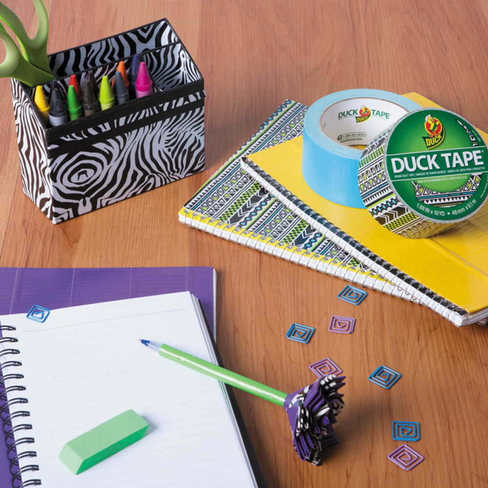 SHURTAPE TECHNOLOGIES Duck® 1398132 Colored Duct Tape, 3" Core, 1.88" x 10 yds, Black/White Zebra
