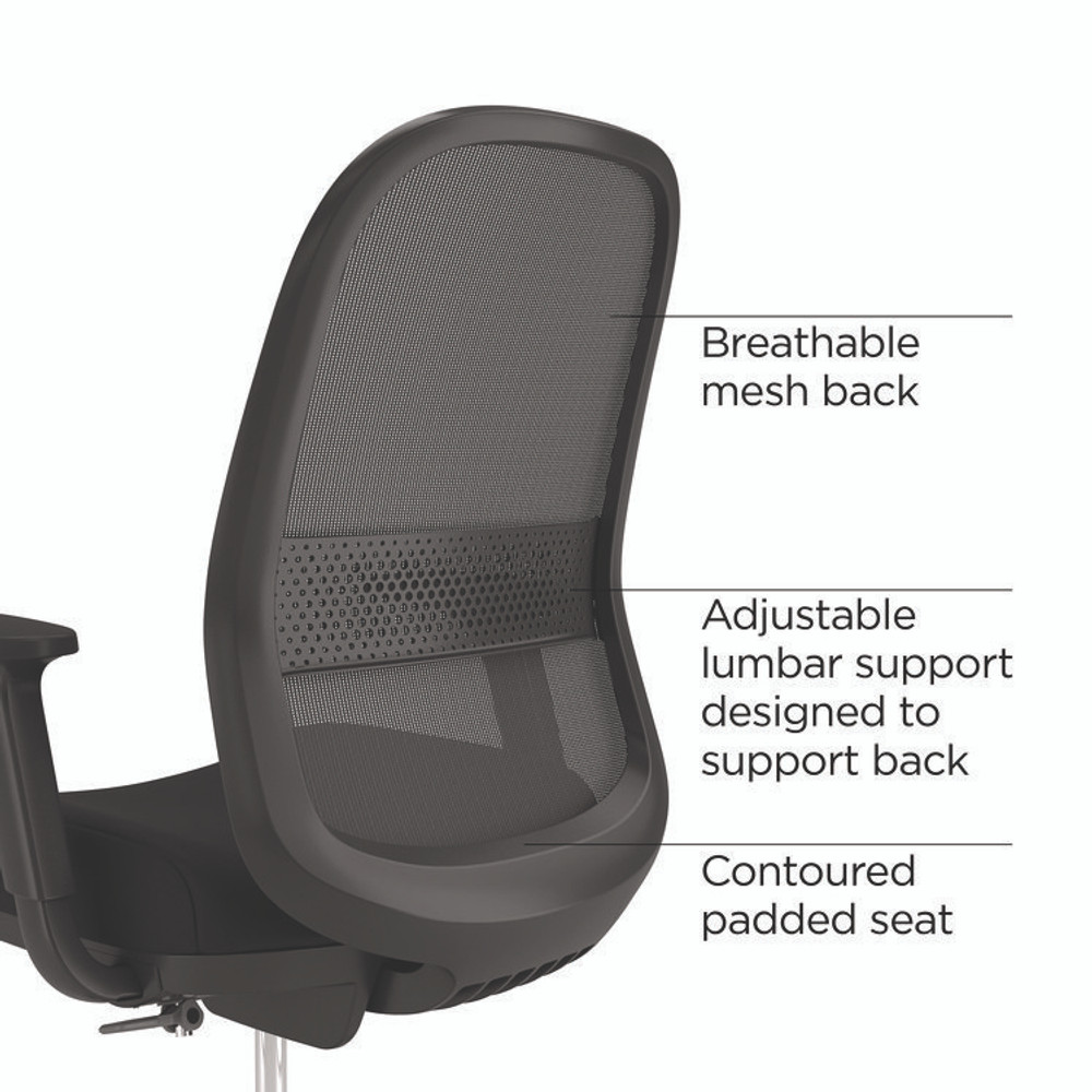 UNION & SCALE UN60992 Essentials Mesh Back Drafting Stool, Adjustable Lumbar Support, Supports Up to 275 lb, 26.6" to 33.6" Seat Height, Black