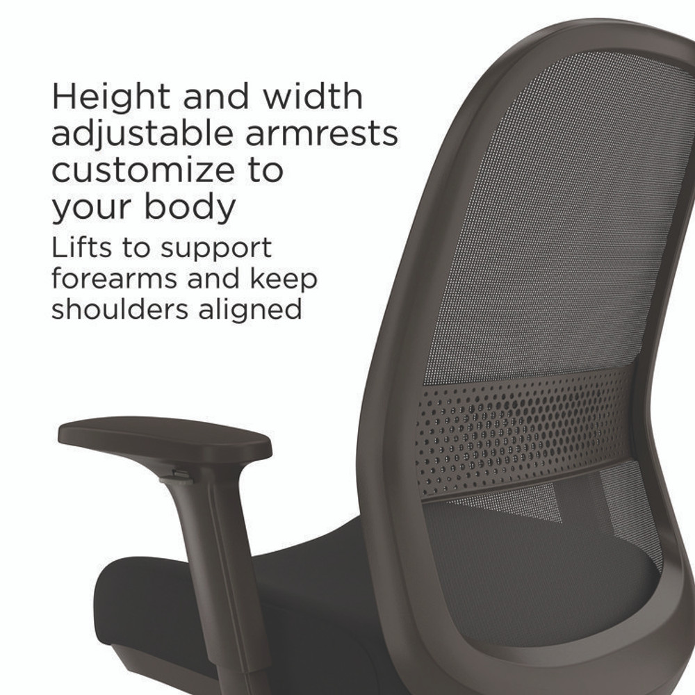 UNION & SCALE UN60992 Essentials Mesh Back Drafting Stool, Adjustable Lumbar Support, Supports Up to 275 lb, 26.6" to 33.6" Seat Height, Black