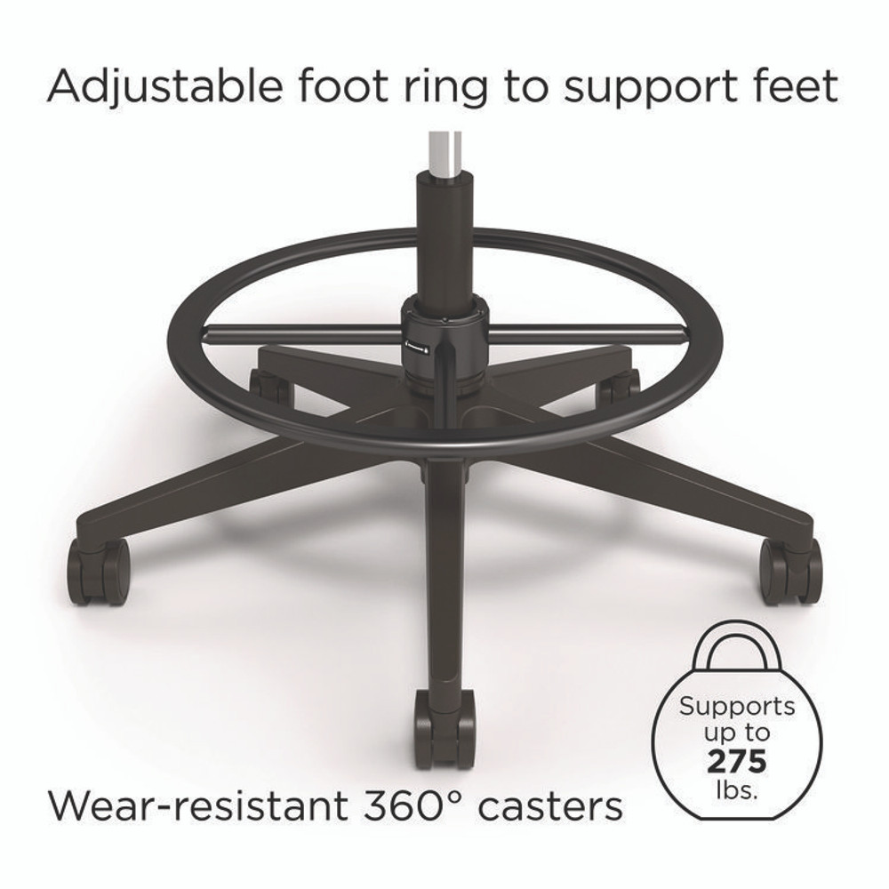 UNION & SCALE UN60992 Essentials Mesh Back Drafting Stool, Adjustable Lumbar Support, Supports Up to 275 lb, 26.6" to 33.6" Seat Height, Black